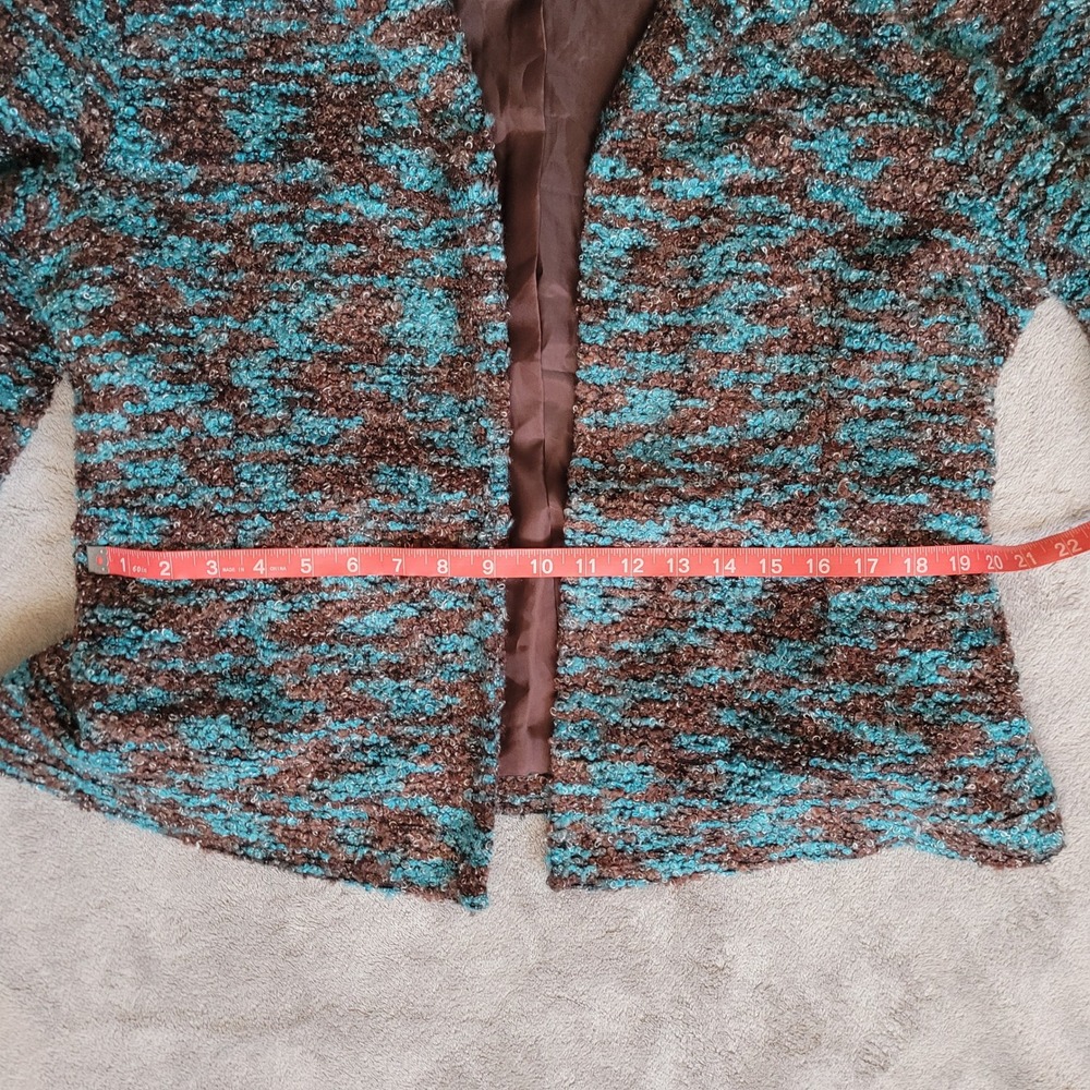 Vintage Y2K tie front sweater blazer brown & blue mottled textured knit fabric - Picture 15 of 16